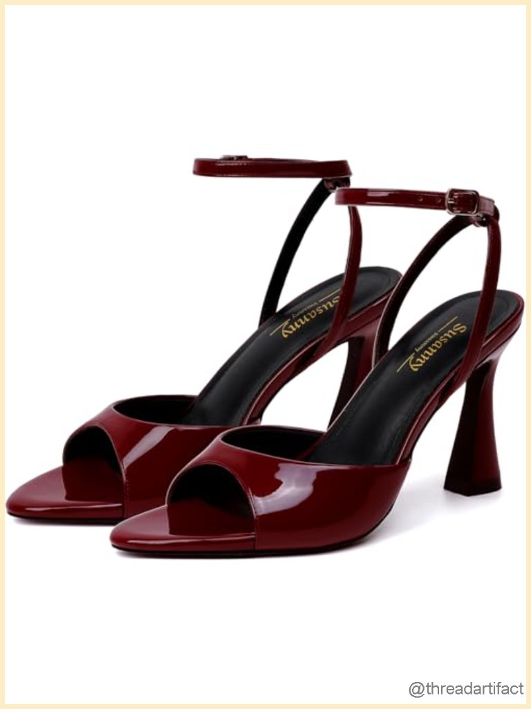 Kitten Heeled Sandals Strappy Open Toe Chunky Block Heels Ankle Strap Stiletto